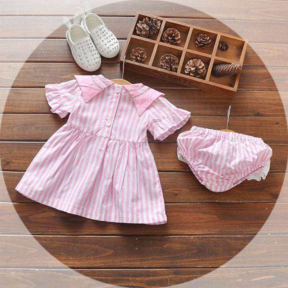 0-3 year old girl's dress, girl's new summer short sleeved princess skirt, baby's clothes for 396 - Amazhona 