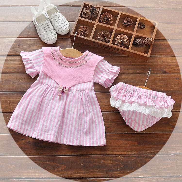 0-3 year old girl's dress, girl's new summer short sleeved princess skirt, baby's clothes for 396 - Amazhona 