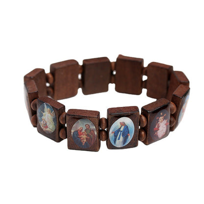 Natural Wooden Catholic Jewelry Faith Rosary Bracelet - Amazhona 