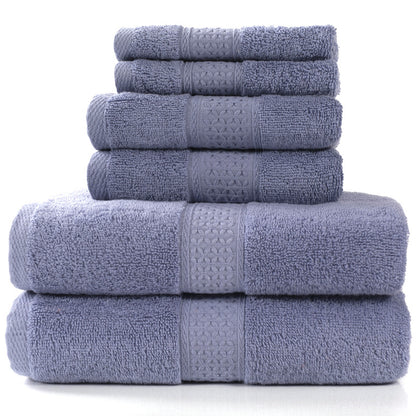 Home Simple Cotton Absorbent Towel Bath Towel 6-Piece Set - Amazhona 