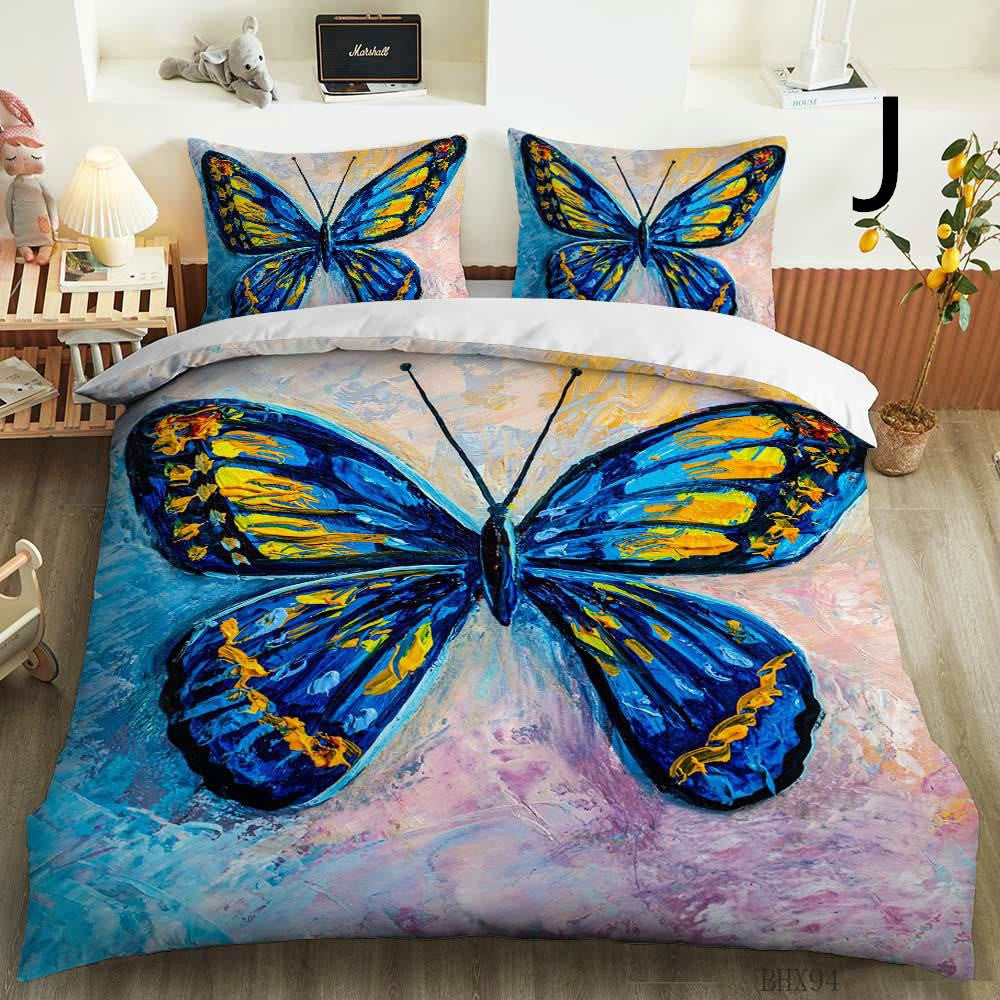 Butterfly Series Three-piece Bedding Quilt Cover Set - Amazhona 