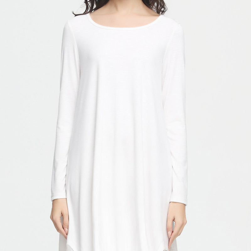 Solid color long-sleeved loose slim dress - Amazhona 