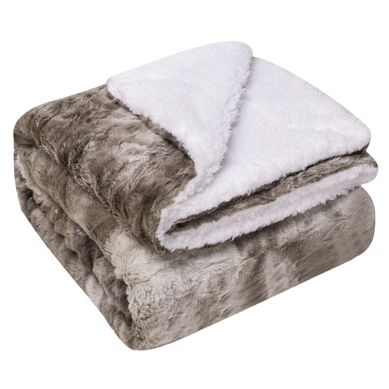 Thickened Flannel Lamb Wool Composite Double Blanket Leisure Blanket Gift Blanket - Amazhona 