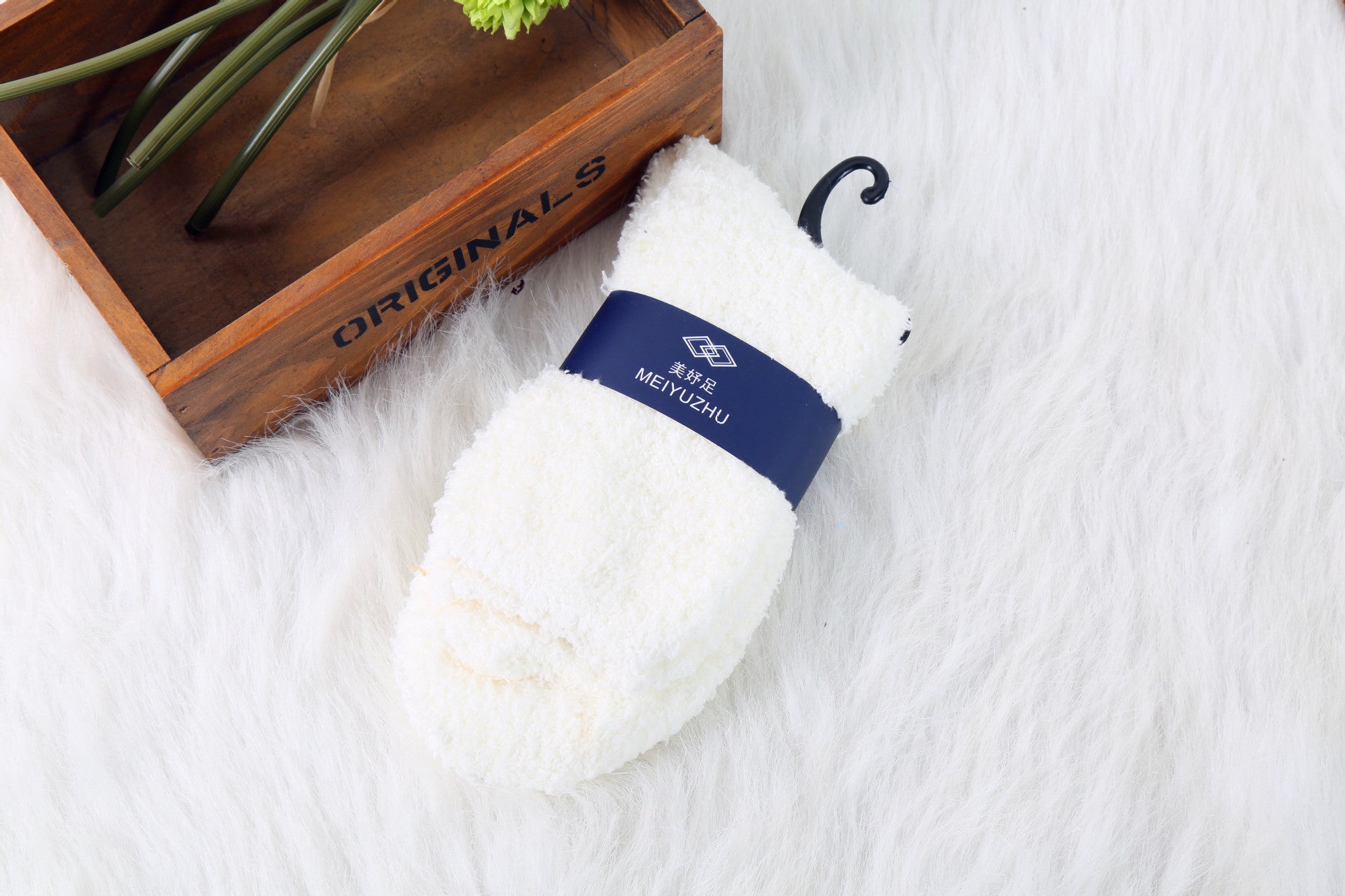 Solid Color Half Fleece Socks Carpet Floor Socks - Amazhona 