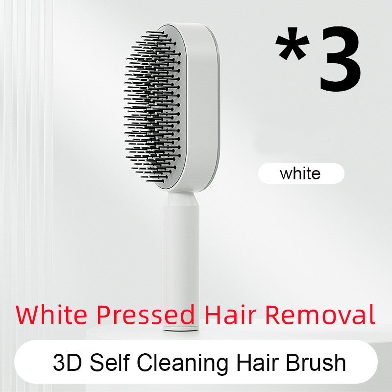 Self Cleaning Hair Brush For Women One-key Cleaning Hair Loss Airbag Massage Scalp Comb Anti-Static Hairbrush - Amazhona 