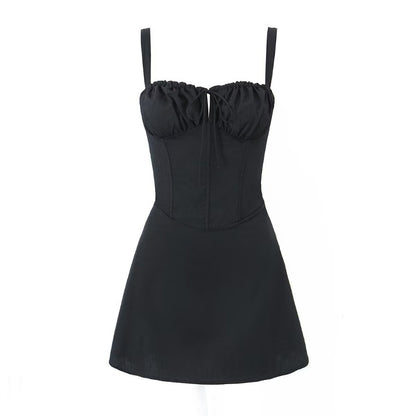 Women's High Waist A- Line Dress With Suspenders - Amazhona 