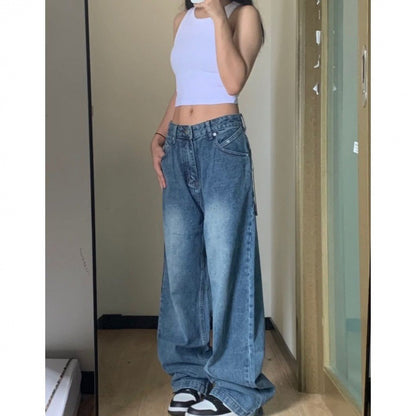 Loose Wide Leg Leisure Straight-leg Pants Women's High Waist Slimming