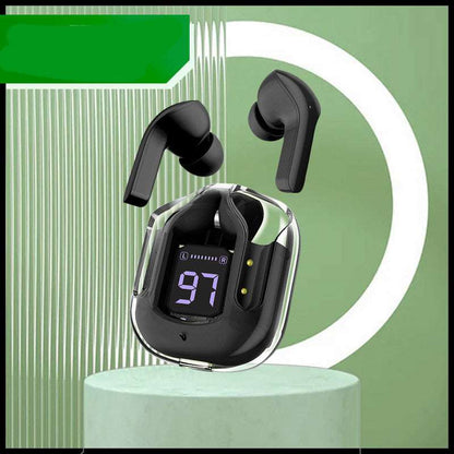 New Mini Transparent Wireless Bluetooth Headset Digital Display ENC Noise Reduction True Wireless Sports Music - Amazhona 