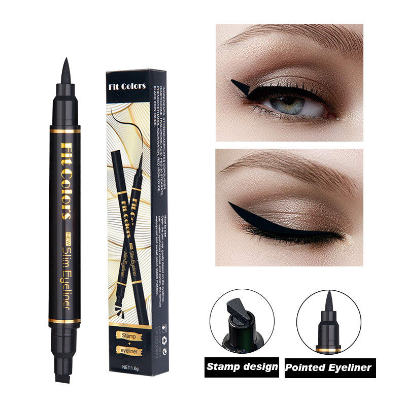 Double Headed Triangular Wing Waterproof Sweat Proof Eyeliner Dye Resistant Liquid Pen - Amazhona 