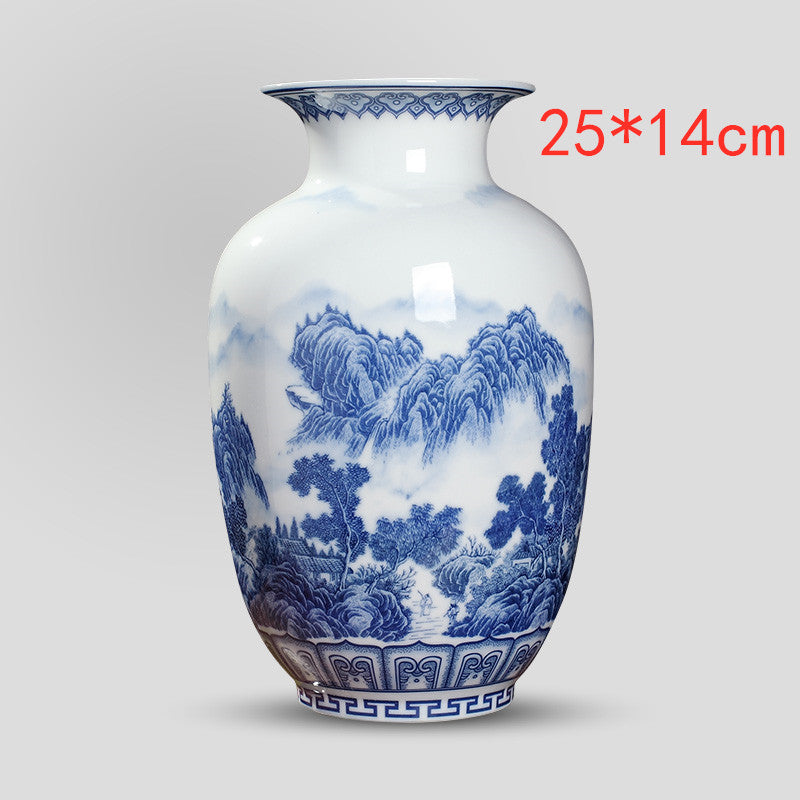 Blue And White Porcelain New Chinese Style Vase Ornament - Amazhona 