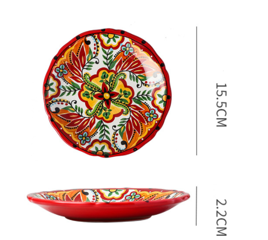 Underglaze Ceramic Tableware Bohemian Household Dishes - Amazhona 