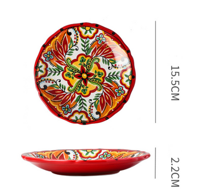 Underglaze Ceramic Tableware Bohemian Household Dishes - Amazhona 