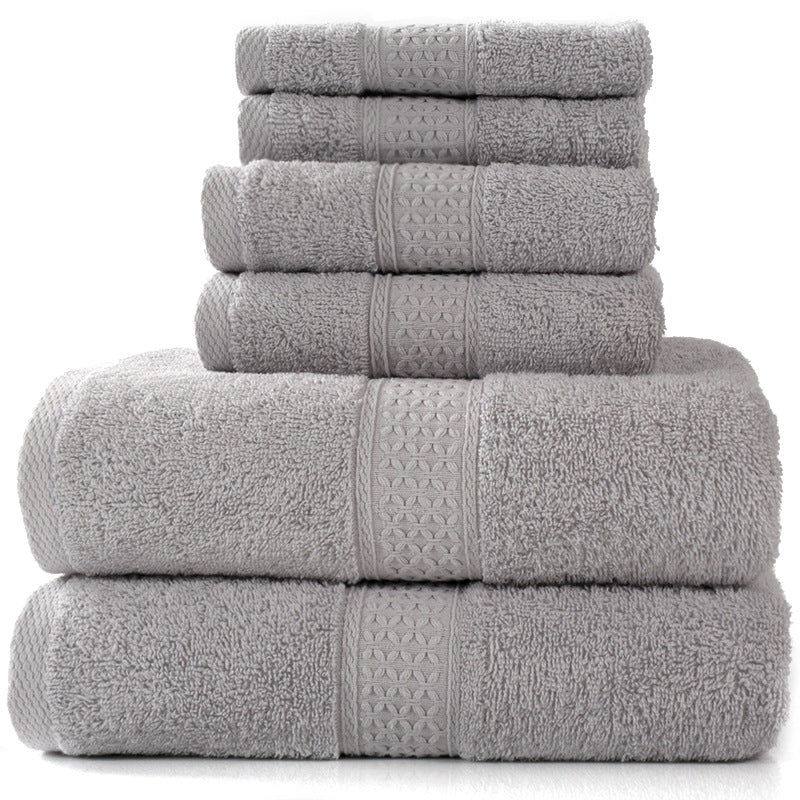 Home Simple Cotton Absorbent Towel Bath Towel 6-Piece Set - Amazhona 