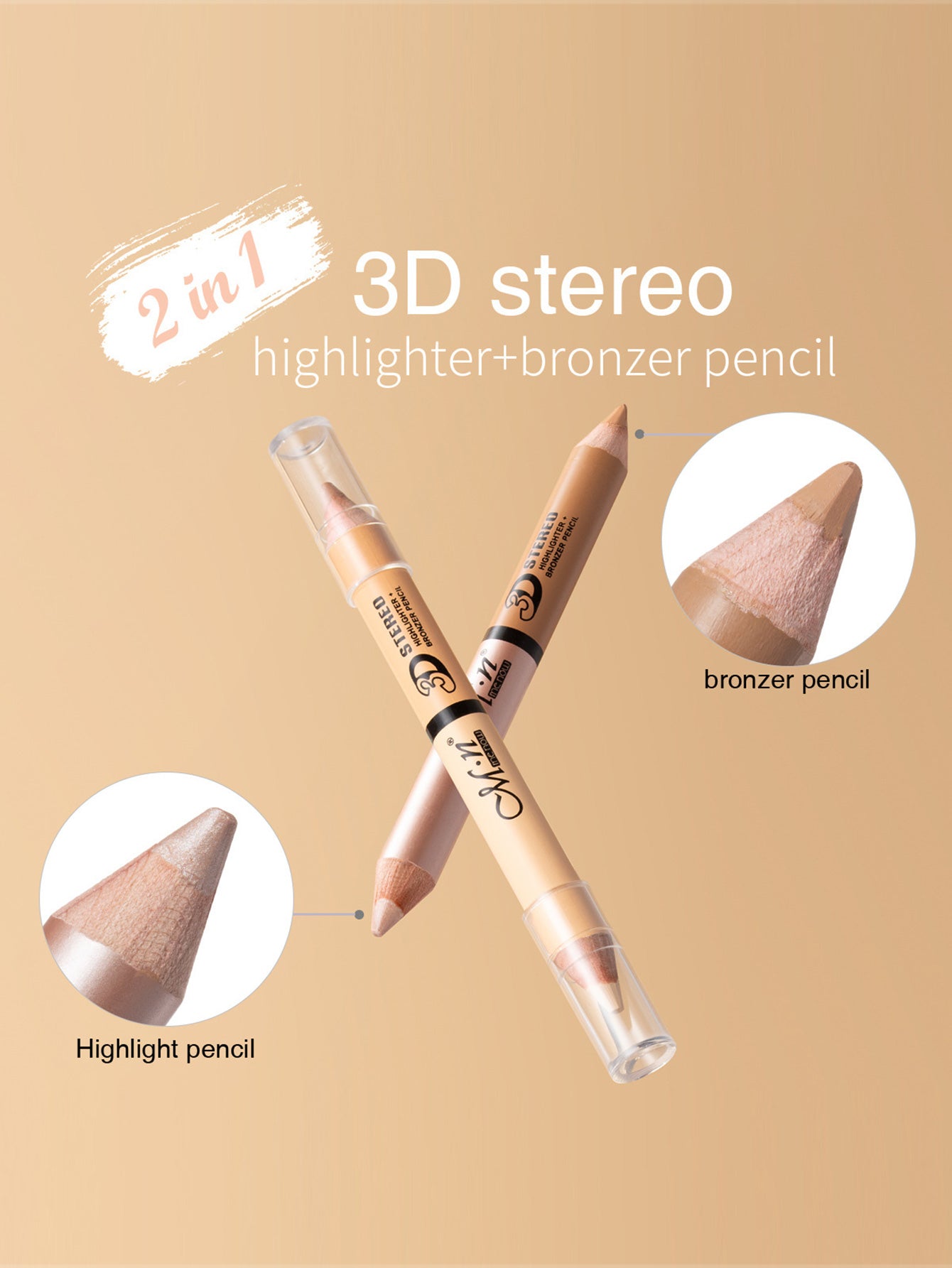 One-stroke Dual-use Double-headed Cover Pen High-gloss Pen Wooden