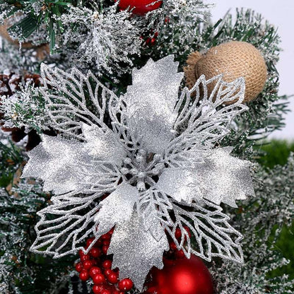 1/5/10pcs 11cm Glitter Artificial Flowers Christmas Decoration For Home Merry Christmas Tree Ornaments New Year Decor Navidad - Amazhona 