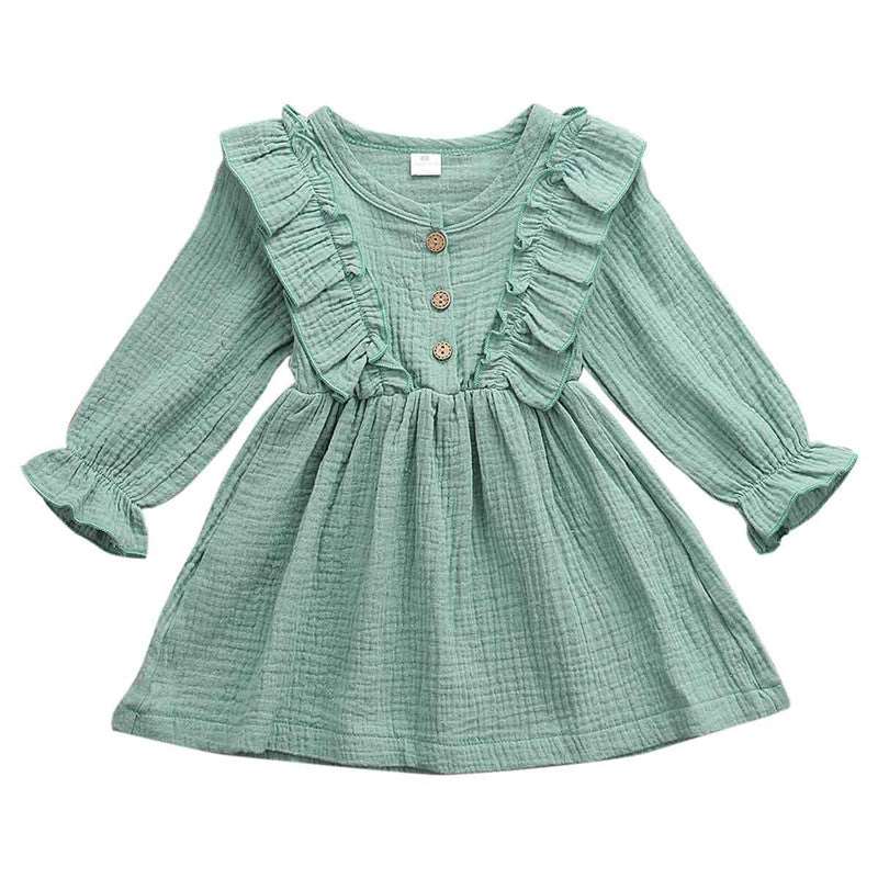 1-6Y Baby Girl Spring Dress With Ruffled Children - Amazhona 