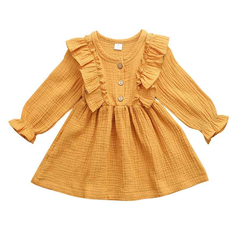 1-6Y Baby Girl Spring Dress With Ruffled Children - Amazhona 