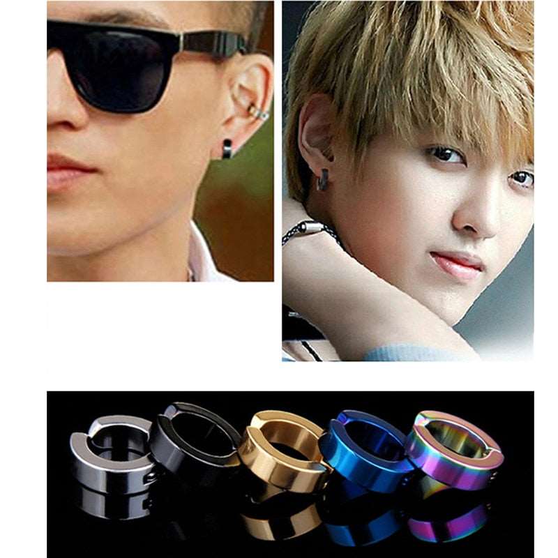 1 Pc Ear Clip Non Piercing Earrings Fake Earrings for Men Circle Round Earring Fashion Punk Rock Style Jewelry Gift - Amazhona 