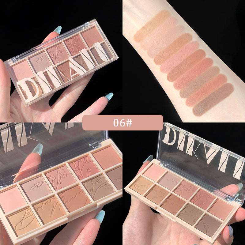 10-color Eye Shadow Niche Ultra-shine Pearlescent Matte Eye Shadow Palette - Amazhona 