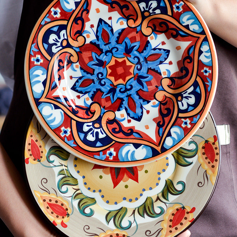 Underglaze Ceramic Tableware Bohemian Household Dishes - Amazhona 