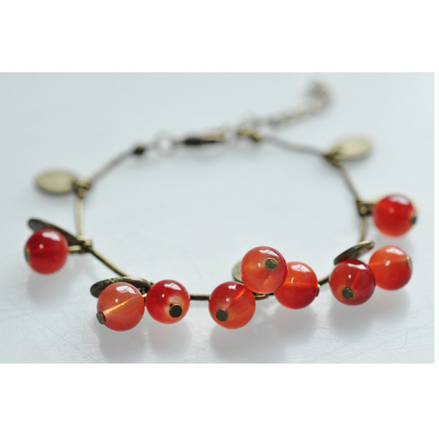 Retro sweet cherry Glass Bead Bracelet - Amazhona 