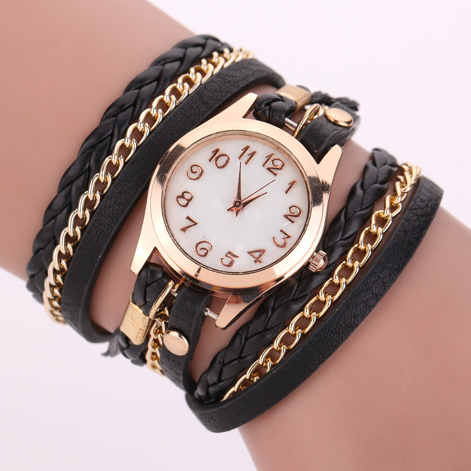 PU leather winding bracelet watch rope table - Amazhona 