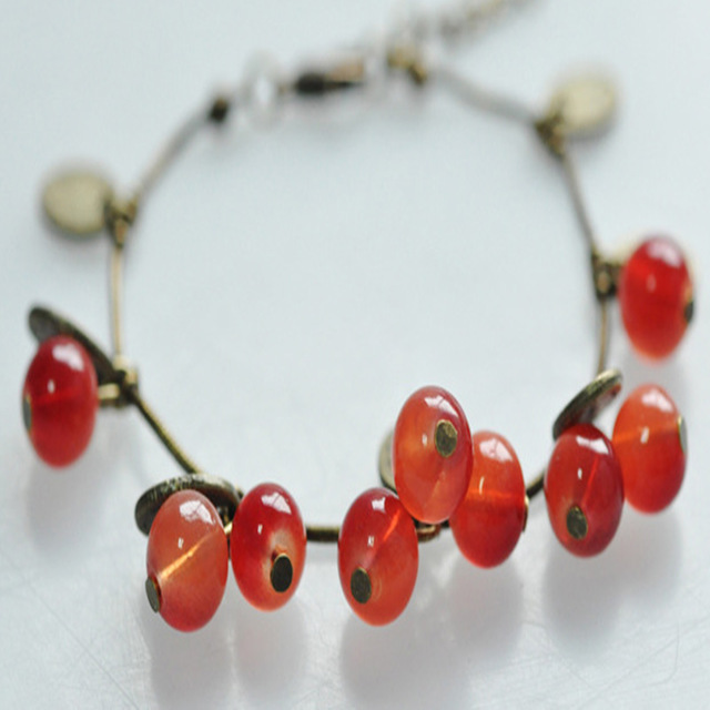 Retro sweet cherry Glass Bead Bracelet - Amazhona 