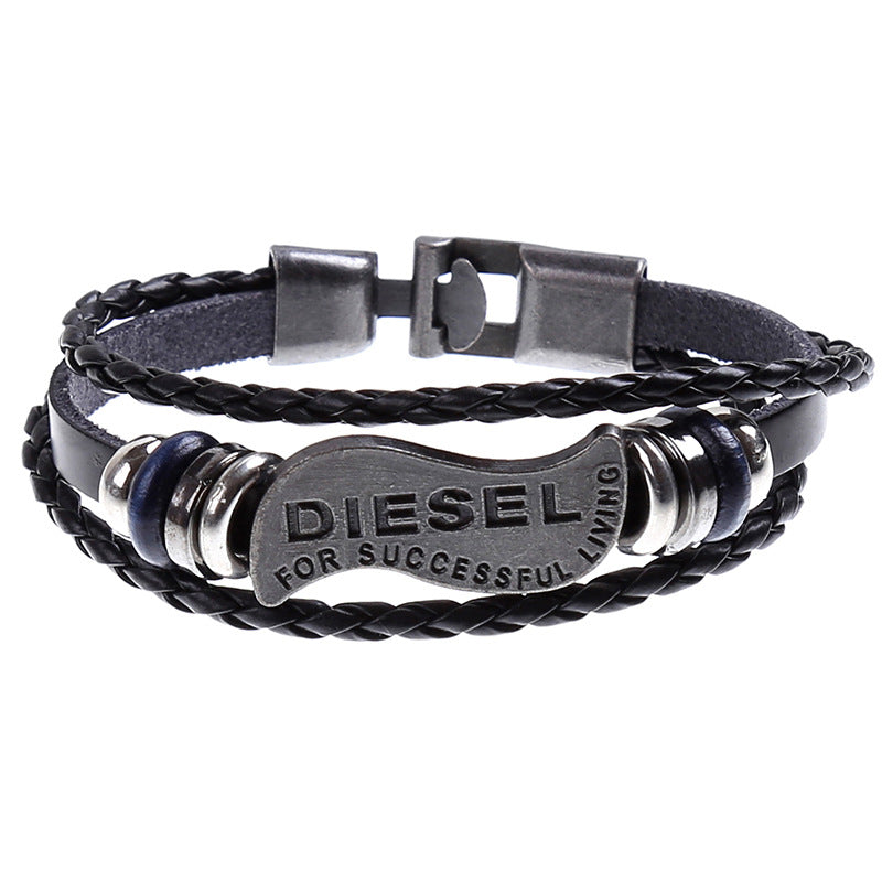 Men and women alloy leather bracelet - Amazhona 