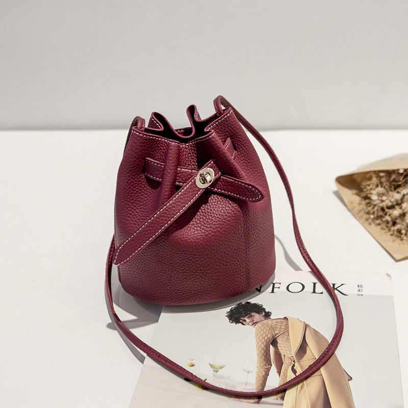 All-match lychee pattern bucket bag - Amazhona 