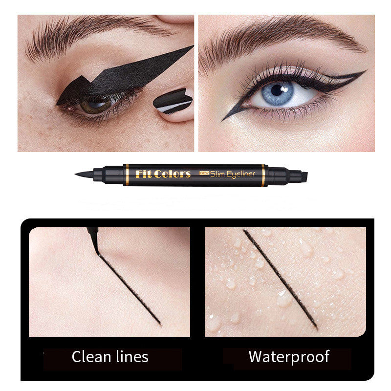 Double Headed Triangular Wing Waterproof Sweat Proof Eyeliner Dye Resistant Liquid Pen - Amazhona 