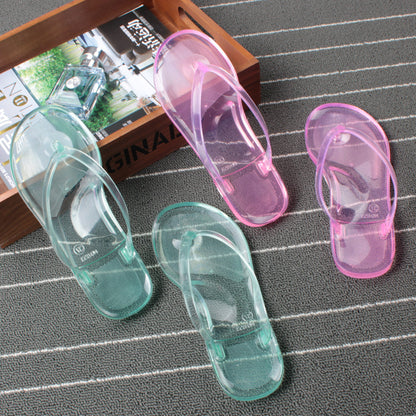 Crystal transparent student flat with flip-flops flip-flops beach seaside sandals and slippers - Amazhona 