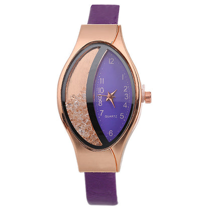 Watch Eye Shape Ladies Quartz Watch WISH Turn Bead Quicksand Belt Watch - Amazhona 