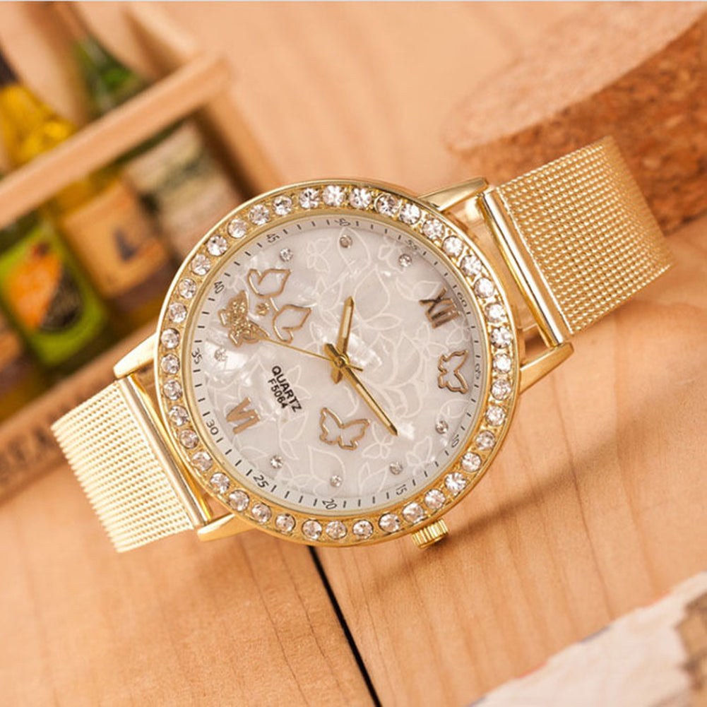 Ladies Watch Roman Numerals and Diamonds British Watch - Amazhona 