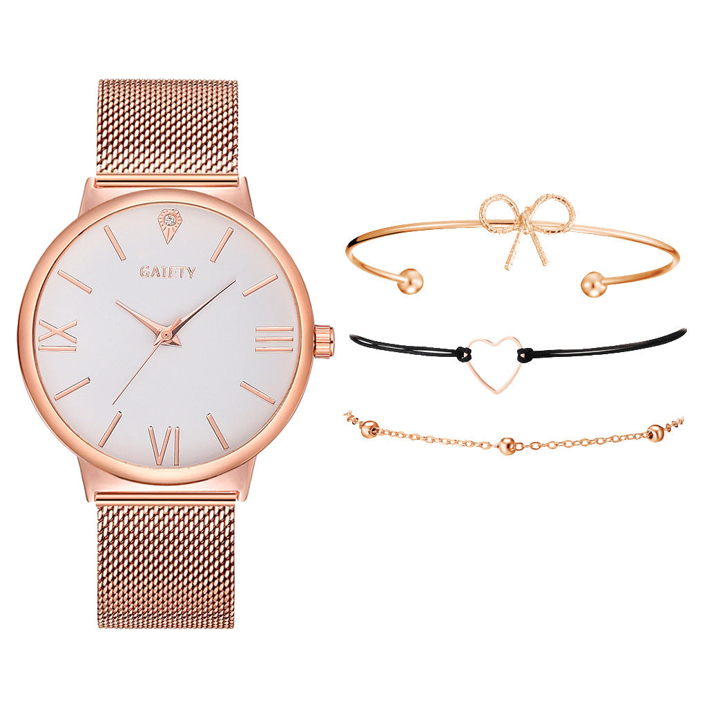 GAIETY Fashion Brand 4pcs/Set Dress Women Rose Gold Watches Luxury Ladies Wrist Watch Female Quartz Clock Bracelet reloj mujer - Amazhona 