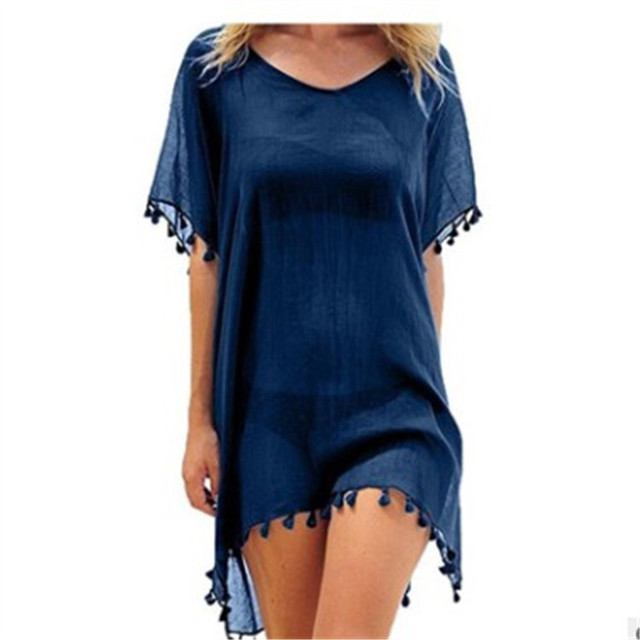 Women Blouses Loose Chiffon Dress Summer Beach Tunic Cover-Up Shirt - Amazhona 