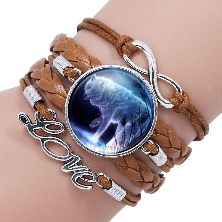 Multi-layered gemstone wolf bracelet - Amazhona 