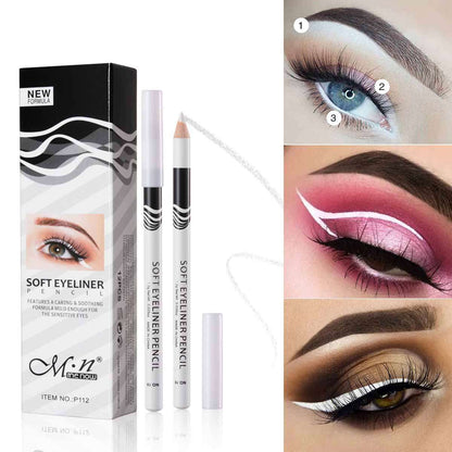 12Pcs Box White Eyeliner Waterproof Eyeliner Pencil Smooth High Gloss Eyeshadow Cosmetics Eye Brightener Makeup Tools - Amazhona 