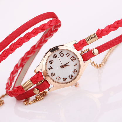 PU leather winding bracelet watch rope table - Amazhona 