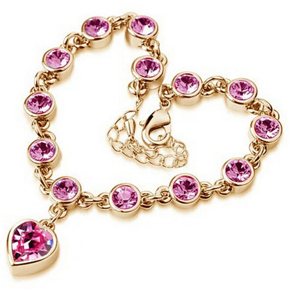 Crystal peach heart sparkling diamond all-match bracelet - Amazhona 