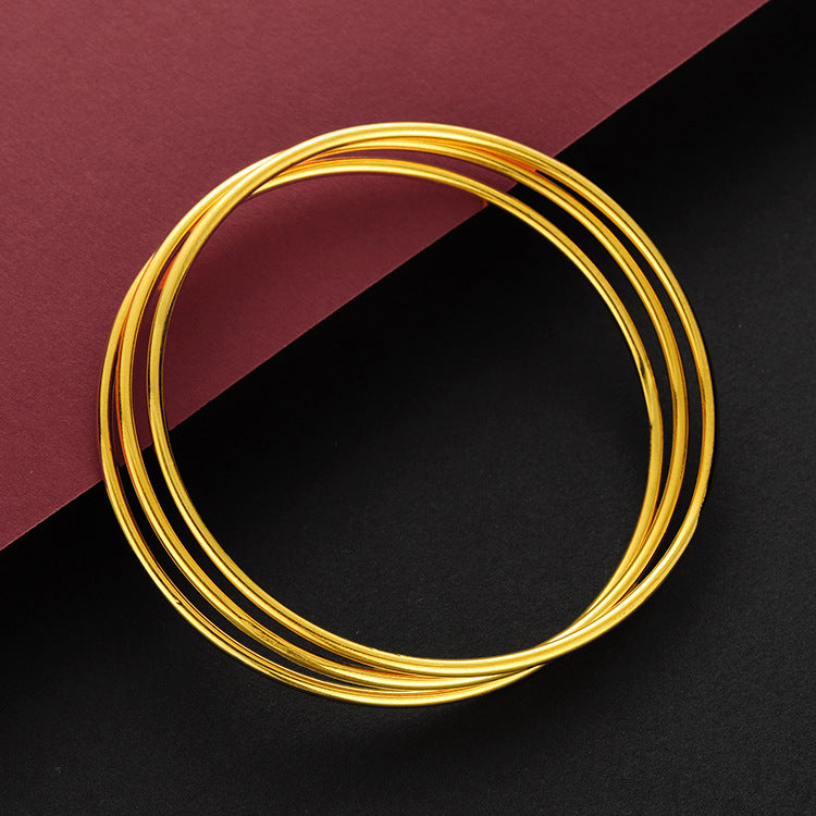 Gold Placer Color-preserving Coil Multi-ring Bracelet Female - Amazhona 