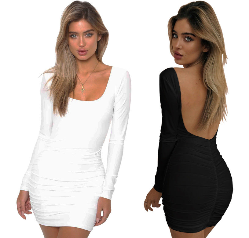 ong sleeve sexy nightclub bag hip dress - Amazhona 