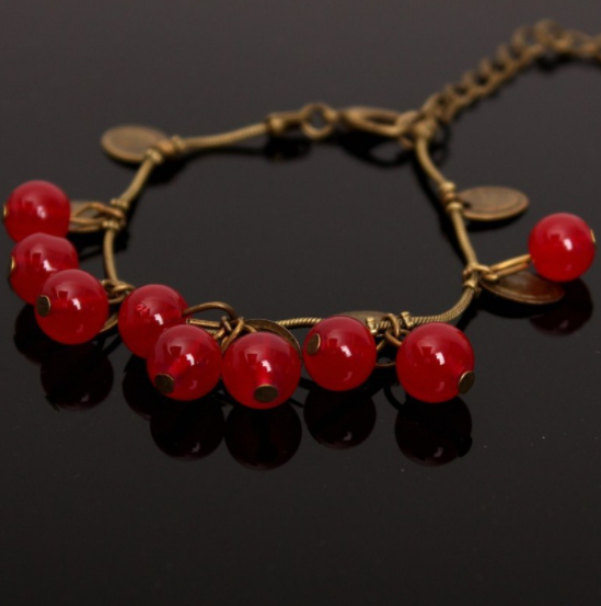 Retro sweet cherry Glass Bead Bracelet - Amazhona 