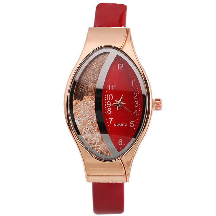 Watch Eye Shape Ladies Quartz Watch WISH Turn Bead Quicksand Belt Watch - Amazhona 