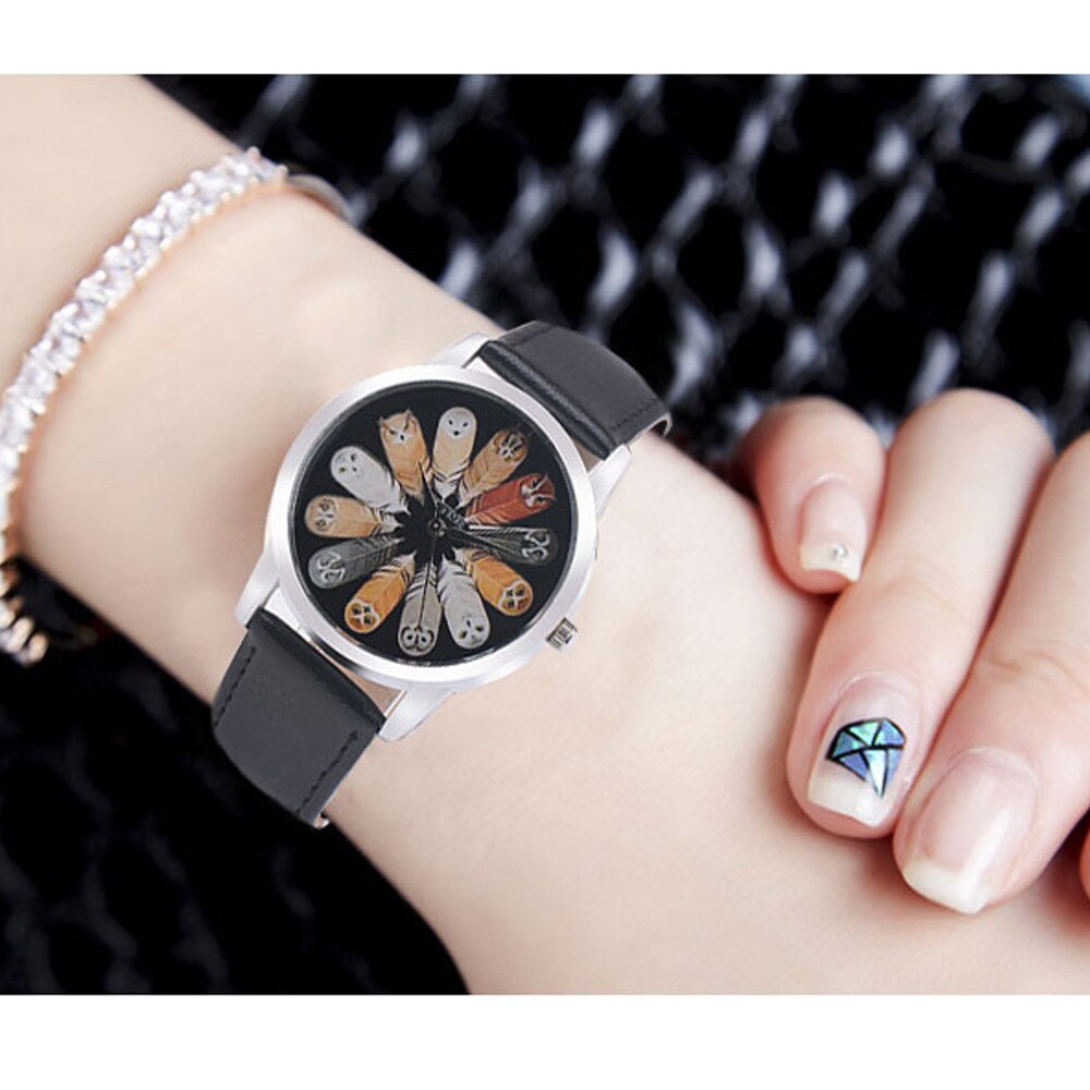 Fashion Student Quartz Cute Owl Feather Watch - Amazhona 