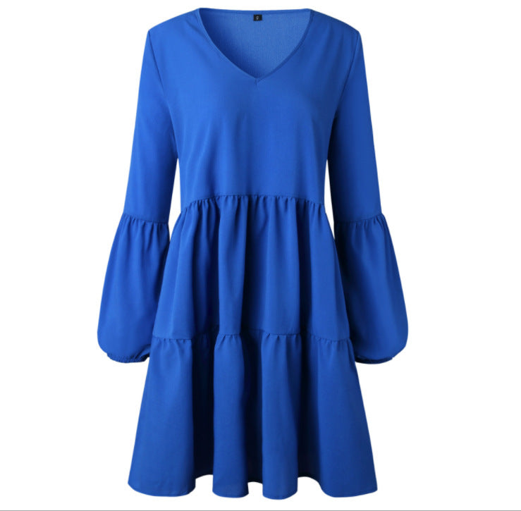 V-neck long sleeve women dress - Amazhona 