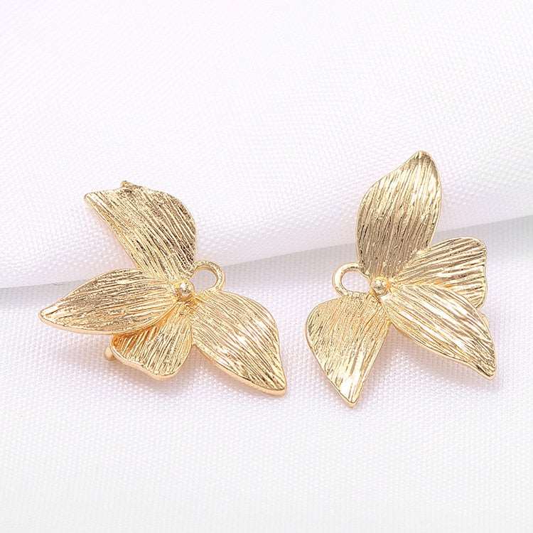 14K Gold Plated Leaf Pendant Accessories For Earrings 2 Ring Connector Charms For Jewelry Making Components - Amazhona 