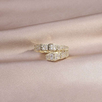 14K Real Gold Plated Simple AAA Zircon Multilayer Ring Elegant Women's Adjustable Daily Work Accessories - Amazhona 