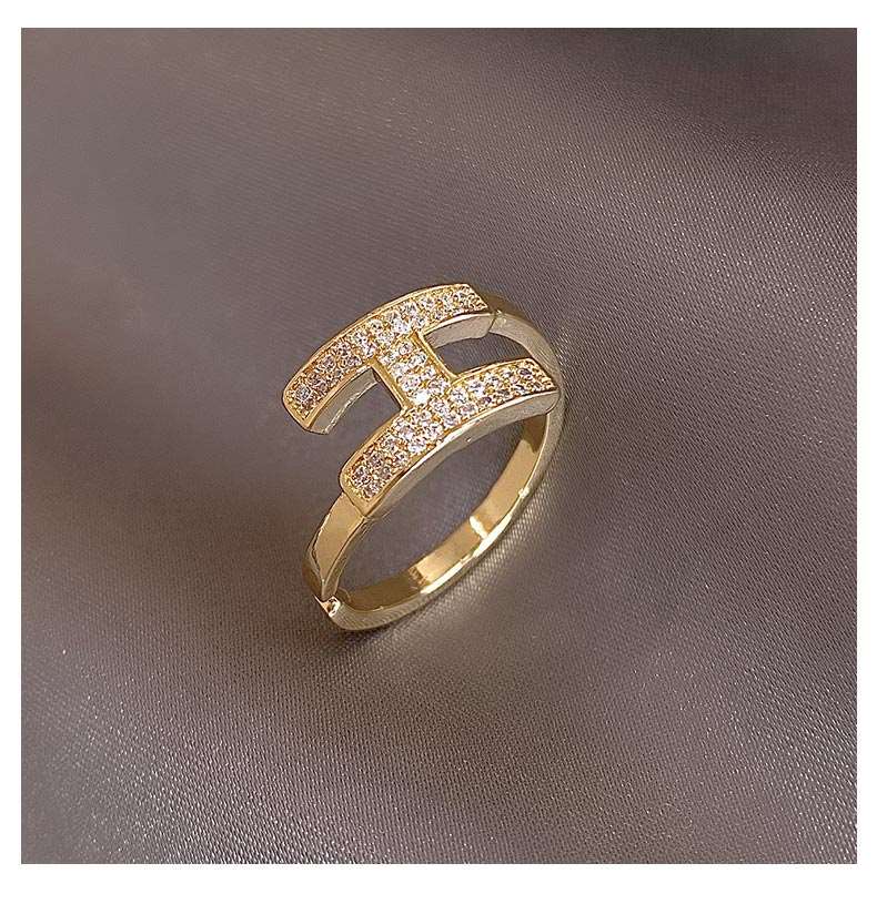 14K Real Gold Plated Simple AAA Zircon Multilayer Ring Elegant Women's Adjustable Daily Work Accessories - Amazhona 