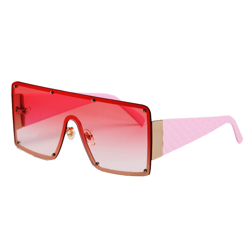 New Style Big Square Frame Piece Trend Rivet Sunglasses - Amazhona 