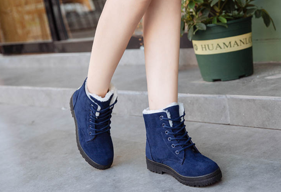 Winter New Women Snow Boots Flat With Large Size Casual Cotton Shoes Trend Women Vulcanized Shoes Artificial Plush - Amazhona 